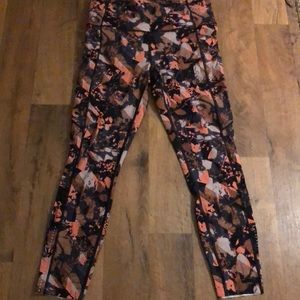 Lululemon Orange and Black 7/8 length pants